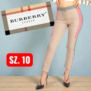 NWT BURBERRY Houndstooth Check Wool Tailored Trousers Sz.10